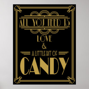 Póster Art Deco "Candy Bar" Gatsby estilo Negro & Oro