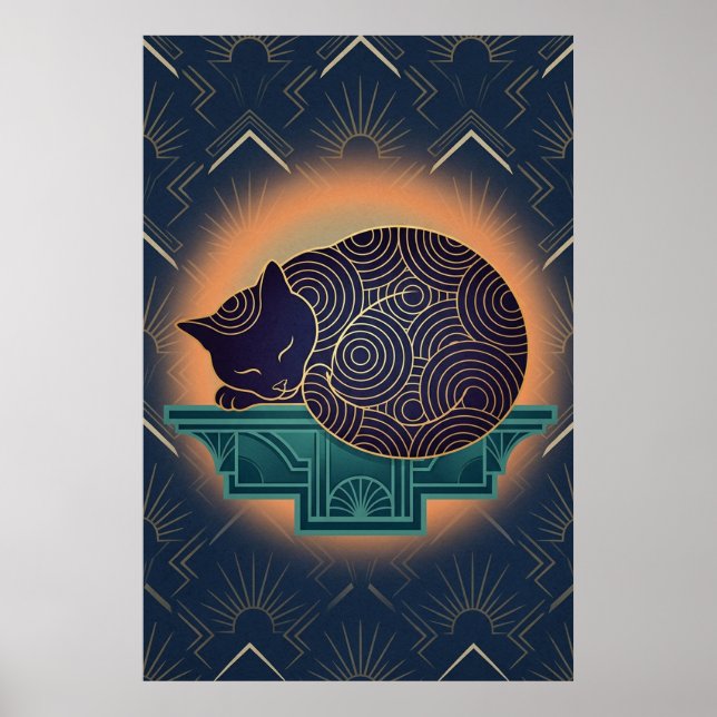 Póster Art Deco Cat Fish Trophy Wall Art (Frente)