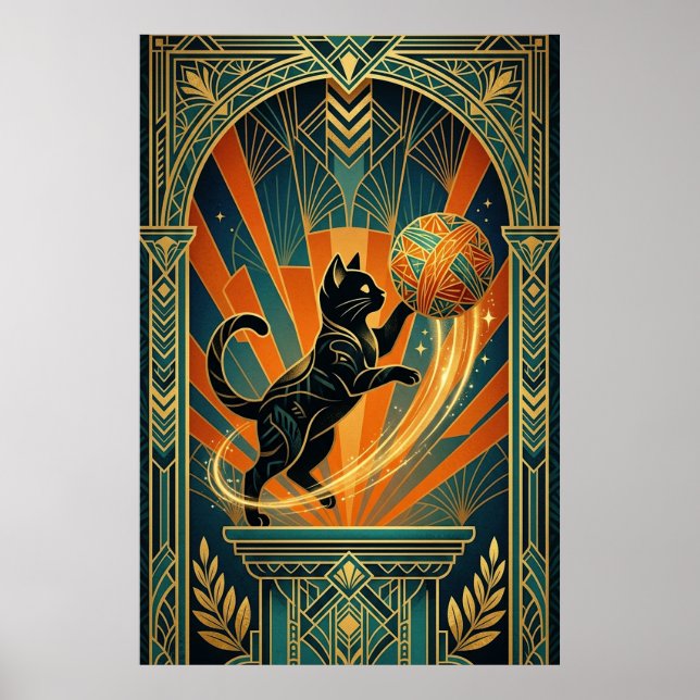 Póster Art Deco Cat Fish Trophy Wall Art (Frente)