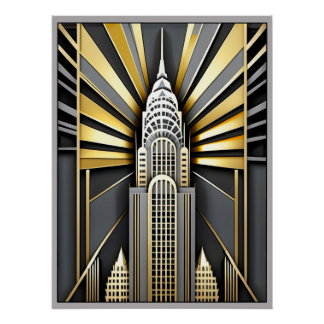 Póster Art Deco Chrysler Building Poster.