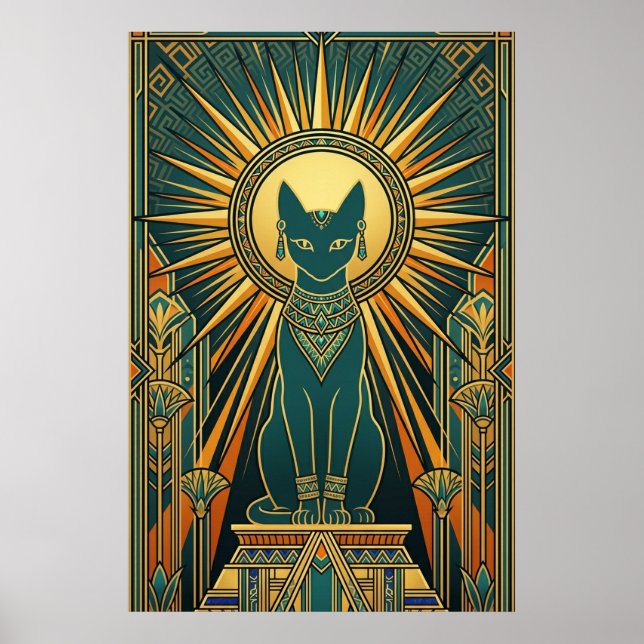 Póster Art Deco Climbing Black Cat Wall Art (Frente)