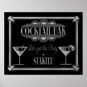 Póster ART Deco Cóctel bar cartel de Gatsby Fiesta de los