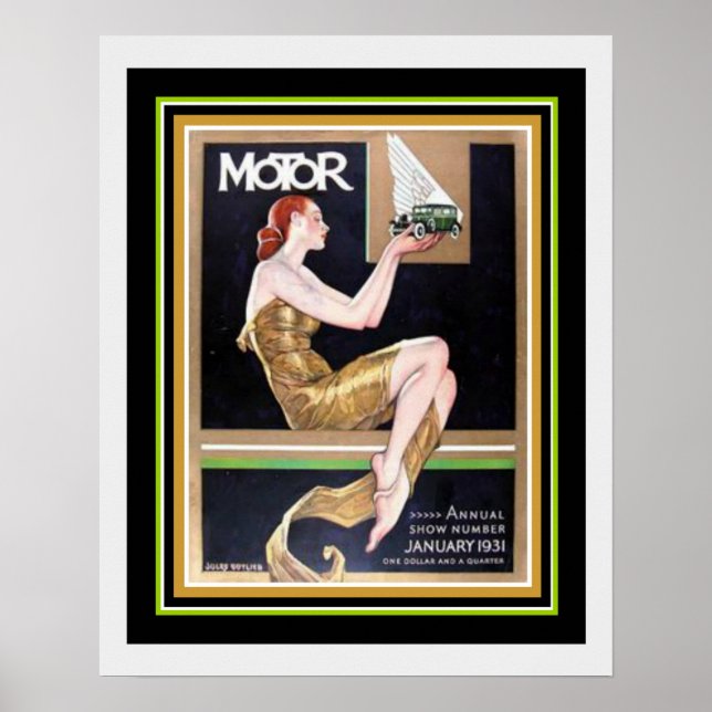 Póster Art Deco Cover Motor Magazine 16 x 20 (Frente)