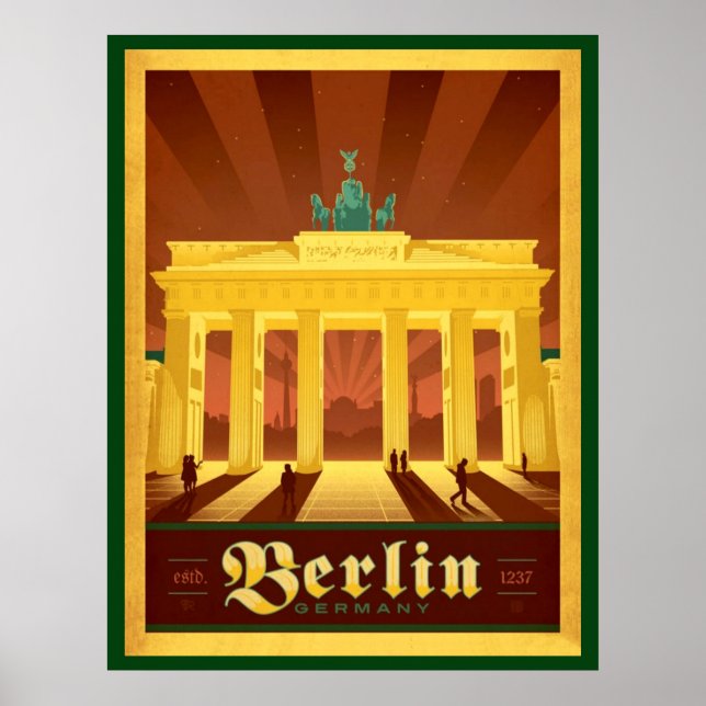 Póster Art Decó de Berlín en negro y oro (Frente)