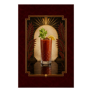 Póster Art Déco de Bloody Mary Arte de Bar