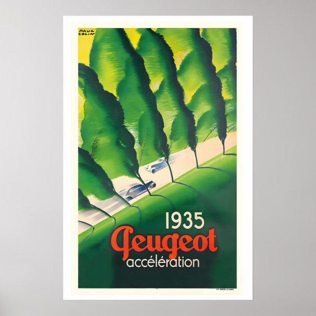 Póster Art Déco de Carreras de Automóviles de Coch (Frente)