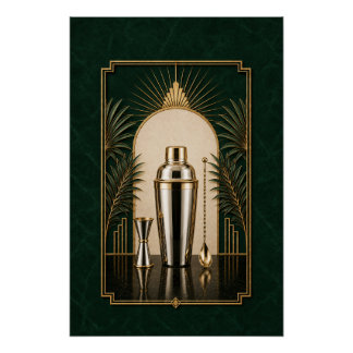 Póster Art Déco de Coctelera | Arte de Bar