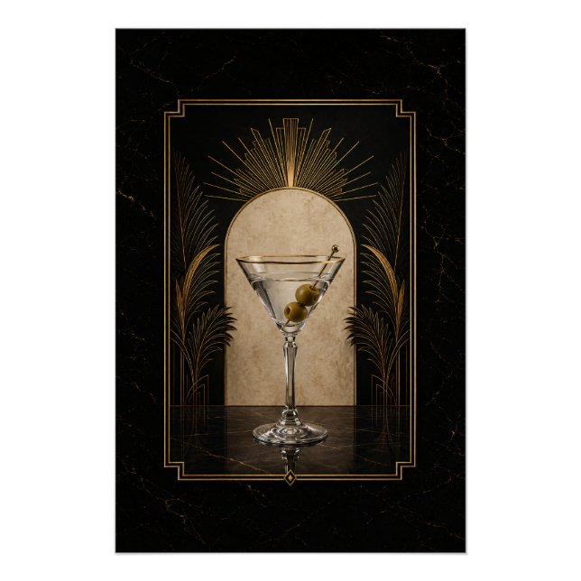 Póster Art Déco de Dirty Martini | Imprimible para (Anverso)