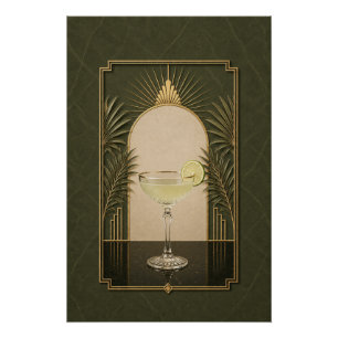Póster Art Déco de Gimlet Arte de Bar