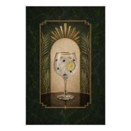 Póster Art Déco de Gin & Tonic | Arte de Bar
