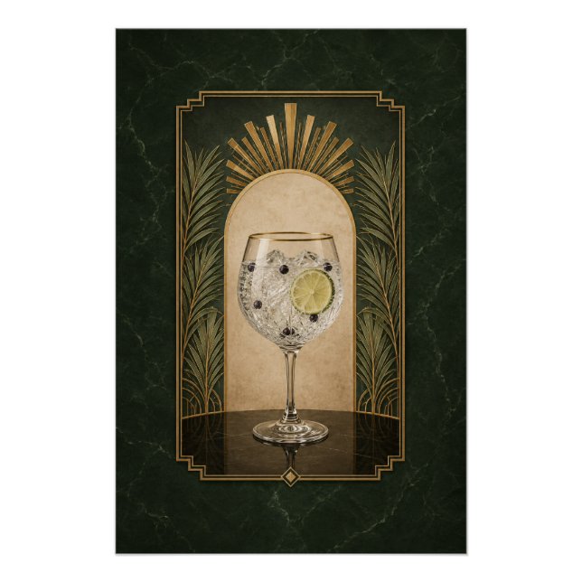 Póster Art Déco de Gin & Tonic | Arte de Bar (Anverso)