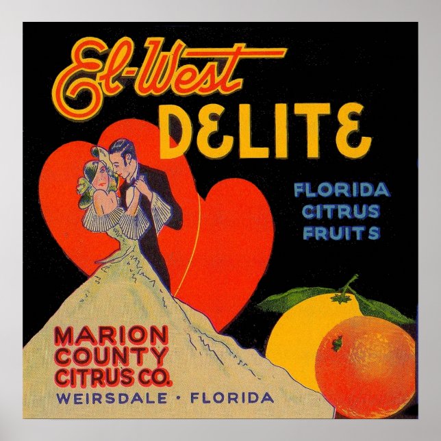 Póster Art deco de Los Ángeles 1930 Delite Florida Citrus (Frente)