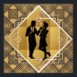 Póster Art Deco de los años 20. Flapper.<br><div class="desc">Un elegante poster Art Deco de los años 20. Cuenta con una mujer de estilo flapper y un caballero elegante.</div>