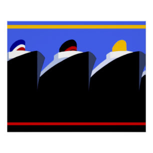 Poster Art Deco de los buques de crucero de época