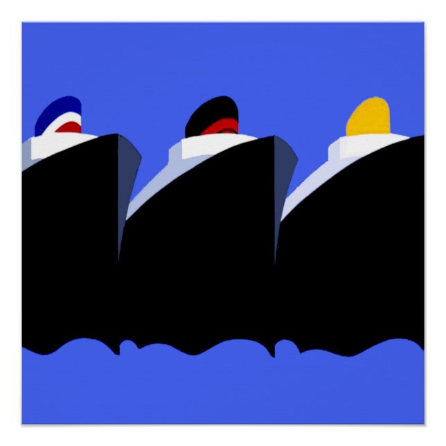 Poster Art Deco de los buques de crucero de época (Anverso)