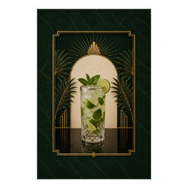 Póster Art Déco de Mojito | Arte de Bar