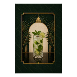 Póster Art Déco de Mojito Arte de Bar