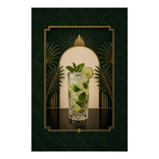 Póster Art Déco de Mojito | Arte de Bar