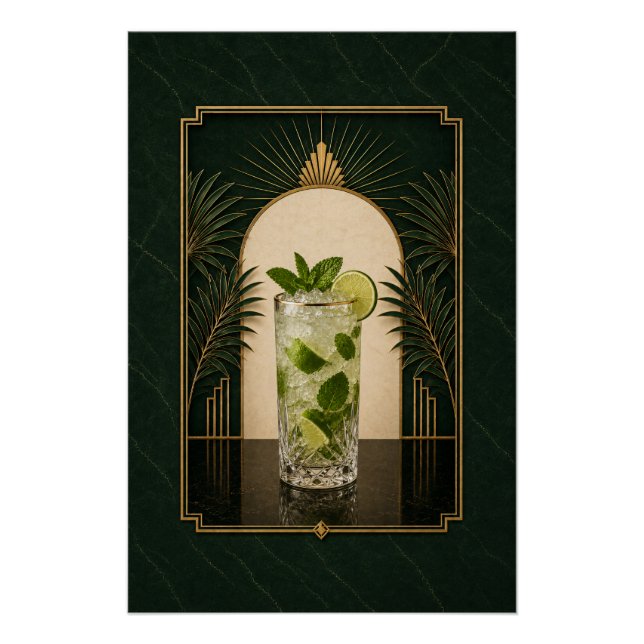 Póster Art Déco de Mojito | Arte de Bar (Anverso)