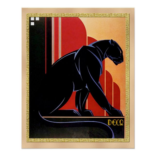 Poster Art Deco de Pantera Negra (Anverso)