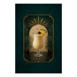 Póster Art Déco de Piña Colada | Arte de Bar