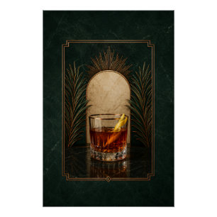 Póster Art Déco de Sazerac Arte de Bar