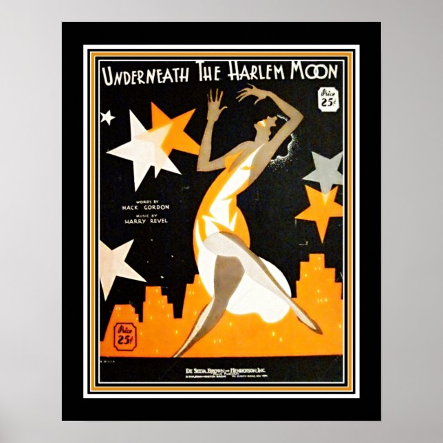 Póster Art Deco "Debajo de la luna de harlem" (Frente)
