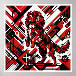 Póster Art Déco del Cavalier King Charles Spaniel 