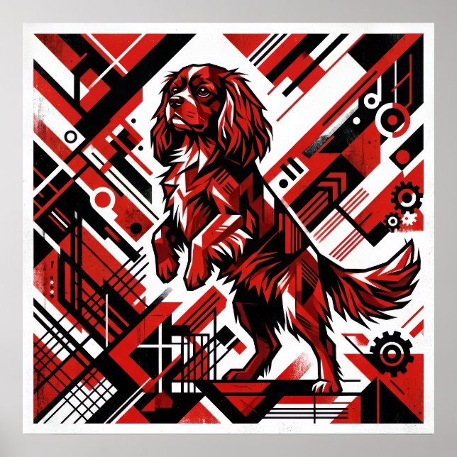Póster Art Déco del Cavalier King Charles Spaniel  (Frente)