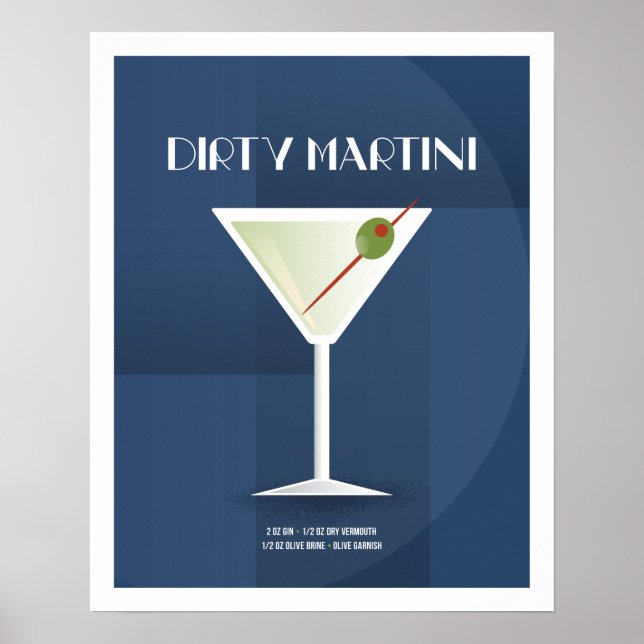 Póster Art Deco Dirty Martini (Frente)