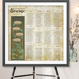 Póster ART DECO Dragonfly Lilypad Wedding Seating Chart