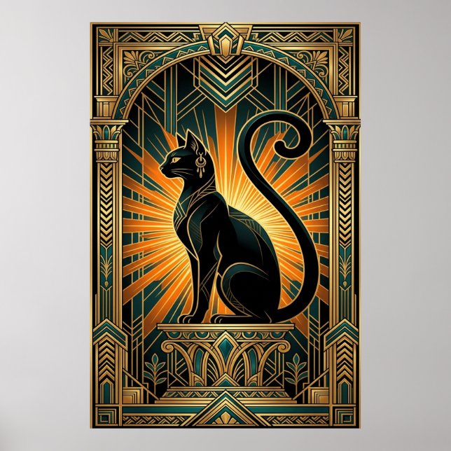 Póster Art Deco Egyptian Revival Bastet Wall Art (Frente)