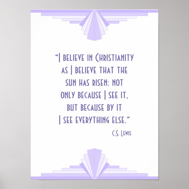 Póster Art deco en lila con cita cristiana (Frente)