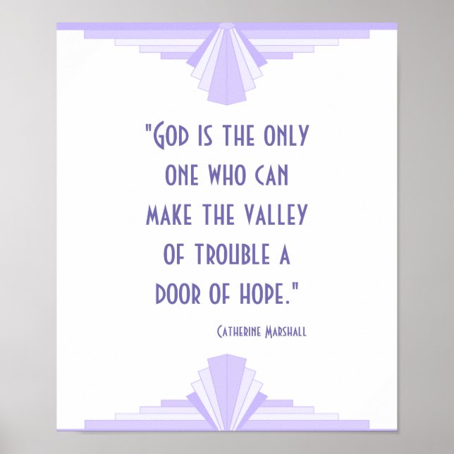 Póster Art deco en lila con un Poster de citas cristianas (Frente)