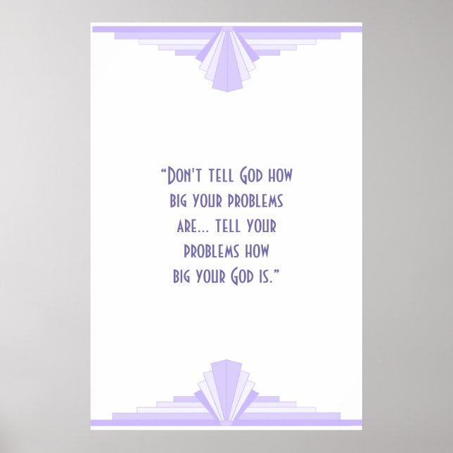 Póster Art deco en lila con un Poster de citas cristianas (Frente)