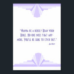 Póster Art deco en línea con un Poster de citas cristiana<br><div class="desc">Un clásico patrón de arte deco en lila y púrpura,  con una cita de John Wylie: "¿Quieres ser rebelde? Lee tu Biblia. Ya nadie hace eso. Seguro que te vas a quedar".</div>