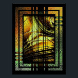 Póster Art Deco En Verde Y Oro<br><div class="desc">diseño digital de estilo art deco en dorados de miel,  verdes,  marrón dorado y negro.</div>