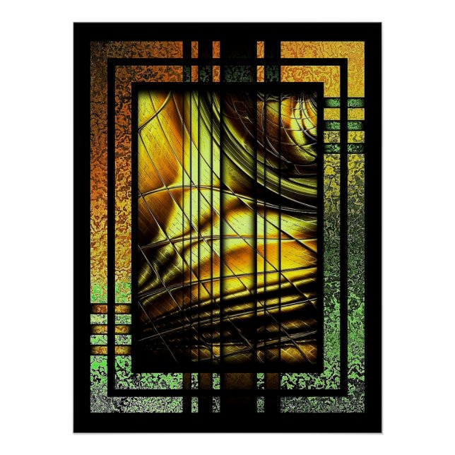 Póster Art Deco En Verde Y Oro (Anverso)