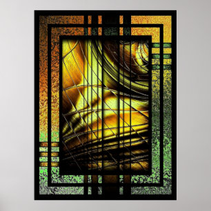 Póster Art Deco En Verde Y Oro