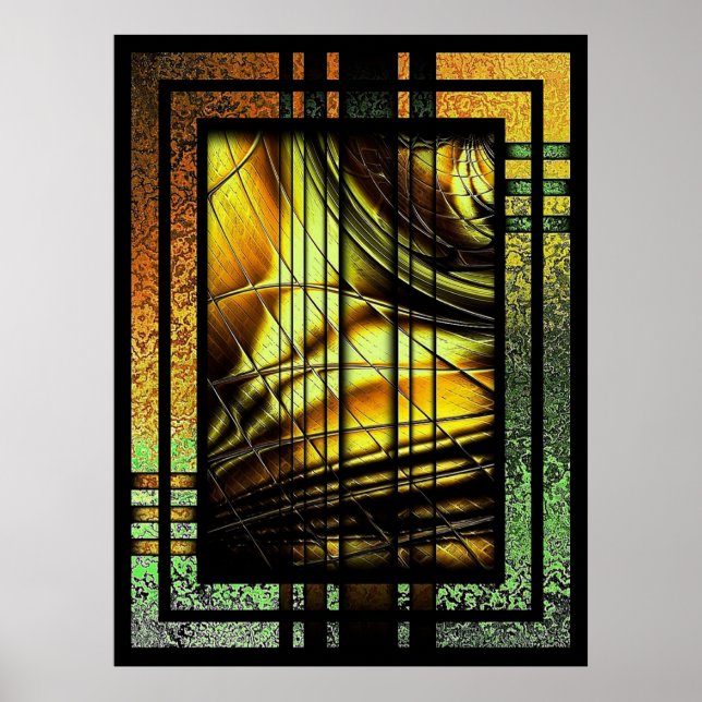 Póster Art Deco En Verde Y Oro (Frente)