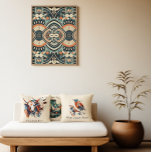 Póster Art Deco escandinavo<br><div class="desc">Este impresionante poster presenta un diseño Art Deco escandinavo único, que combina la sofisticada geometría de la época Art Deco con las cálidas formas folclóricas del diseño nórdico. La rica paleta de colores de la marina profunda, el naranja de tierra y la crema suave crean una hermosa y atemporal pieza...</div>