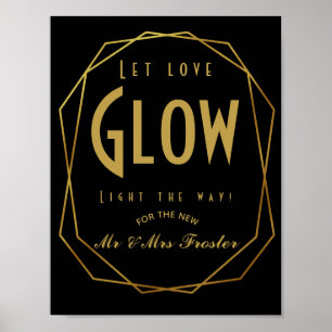 Póster Art Deco Estilo moderno Ama la fiesta de bodas bri