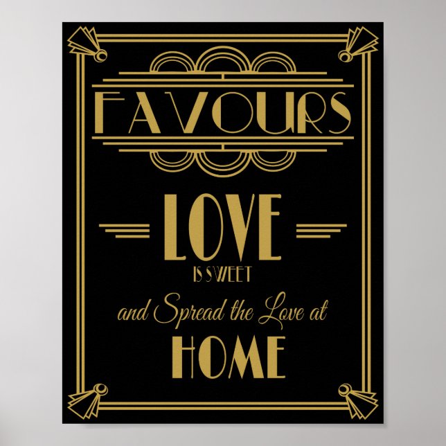 Póster Art Deco Favours Sweet Print for wedding (Frente)