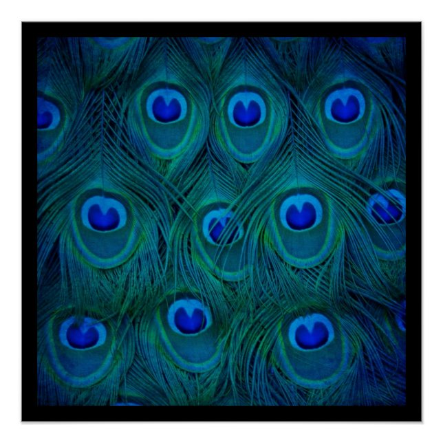 Póster Art Deco Feather Verde azulado Verde Peacock (Anverso)