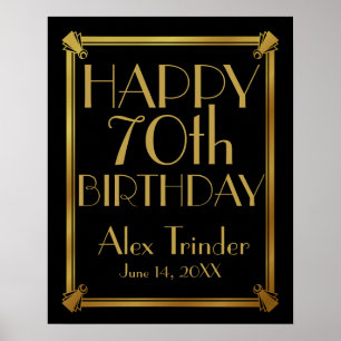 Póster Art Deco Feliz cumpleaños GATSBY imprimir oro