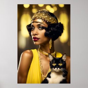 Póster Art Decó, flapor afroamericano, estilo gatsby