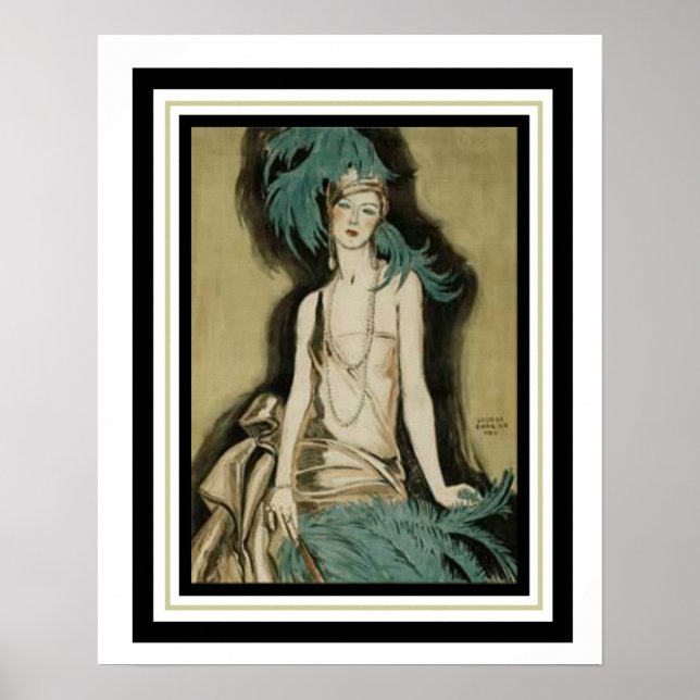Póster Art Deco "Flapper with Feathers" 16 x 20 (Frente)