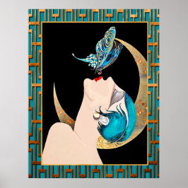 Póster Art Deco francés - Beso de mariposa