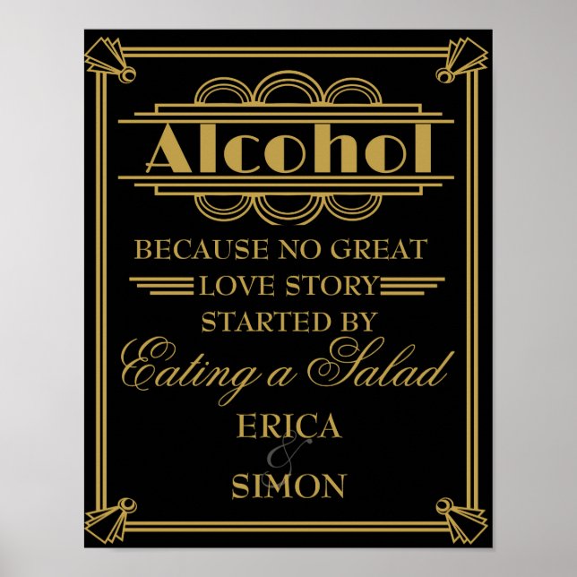 Póster Art Deco Gastby estilo boda poster (Frente)