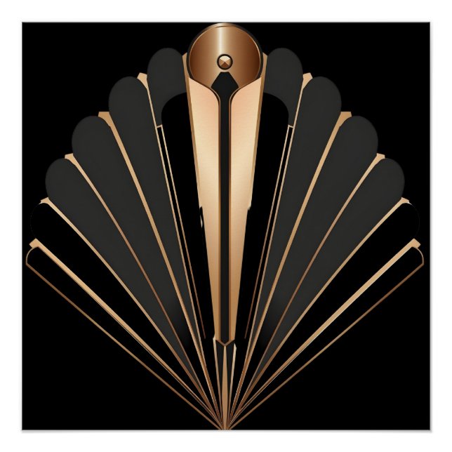 Póster Art Deco Gold Fan Geometric Elegance (Anverso)